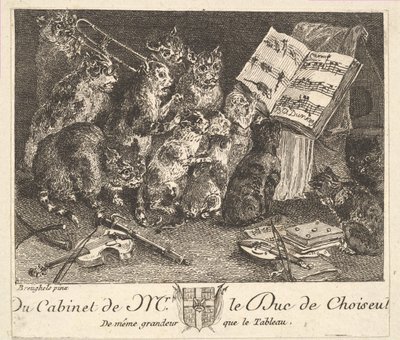 Concerto di gatti, dopo il dipinto nella collezione del Duca di Choiseul, prima del 1771 da Balthasar Anton Dunker