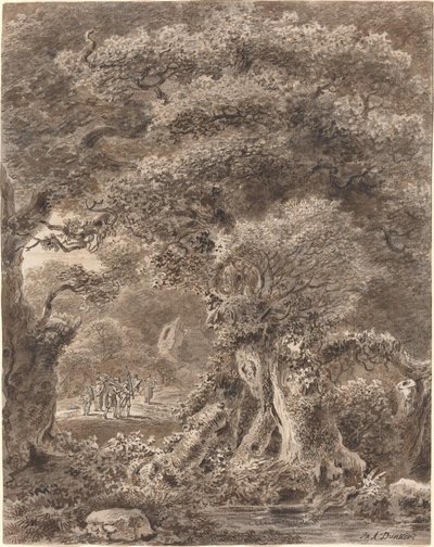 Musicisti che attraversano una foresta da Balthasar Anton Dunker