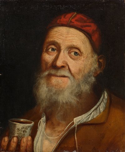 Vecchio con tazza di caffè da Balthasar Denner