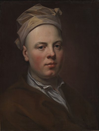 Ritratto di un giovane con un berretto bianco da Balthasar Denner