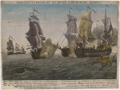 Combattimento Memorabile tra il Pearson e Paul Jones, c.1780 (incisione) da Balthasar Friedrich Leizelt