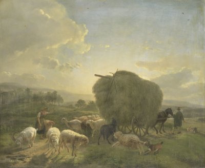 Paesaggio con pecore e carro di fieno da Balthasar Paul Ommeganck