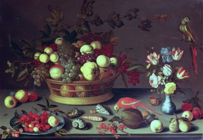 Un cesto di uva e altra frutta da Balthasar van der Ast
