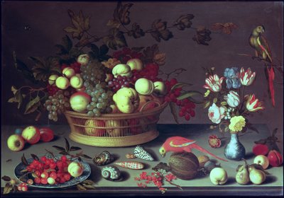 Un cesto di uva e altra frutta da Balthasar van der Ast