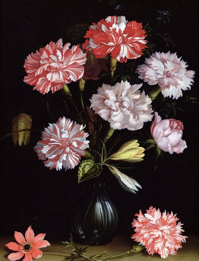 Studio floreale: Garofani in un vaso da Balthasar van der Ast