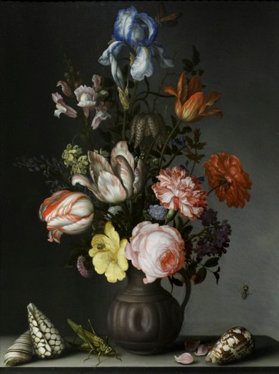 Fiori in un vaso con conchiglie e insetti, circa 1630 da Balthasar van der Ast