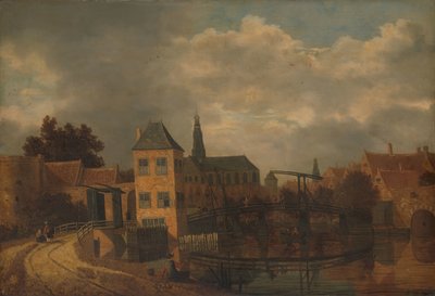 Veduta della città di Haarlem, presa dal fiume Spaarne, con l
