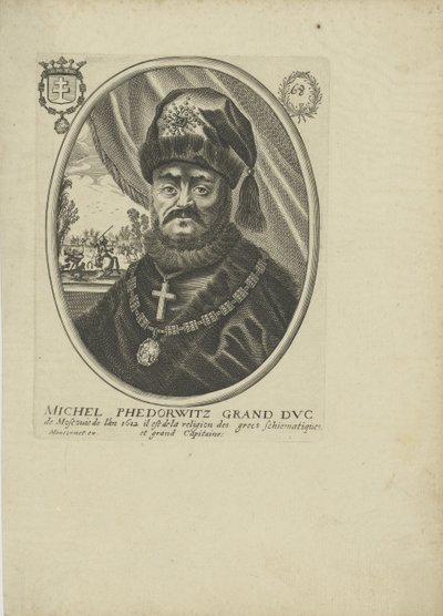 Ritratto dello zar Michail I Fyodorovich di Russia 1596-1645, circa 1640-1650 da Balthazar Moncornet