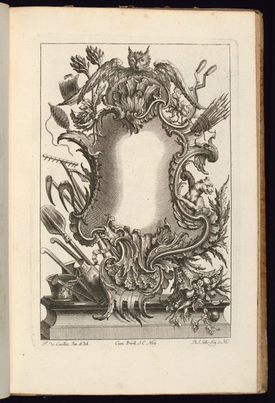 Cartiglio con gufo, Libro dei cartigli irregolari da Balthazar Sigismond Setlezky