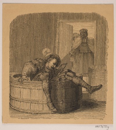 Un cavaliere in una botte di vino da Balzer Dahl