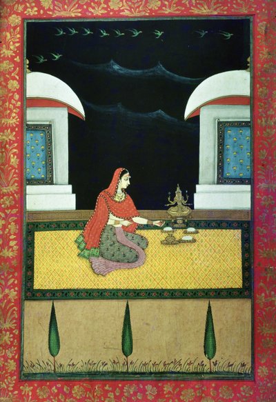 Donna seduta su un tappeto, 1750 da Bangazi Ragini