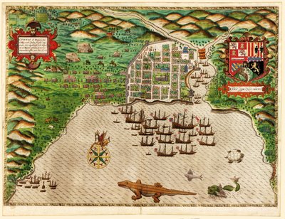 Domingo, da Drakes West Indian Voyage 1585 - 86, pub. 1589 da Baptista Boazio