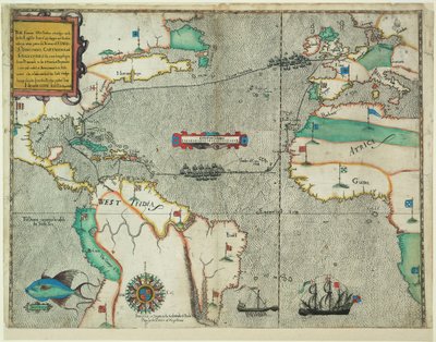 Il famoso viaggio nelle Indie Occidentali fatto dalla flotta inglese di 23 navi e barche da Baptista Boazio