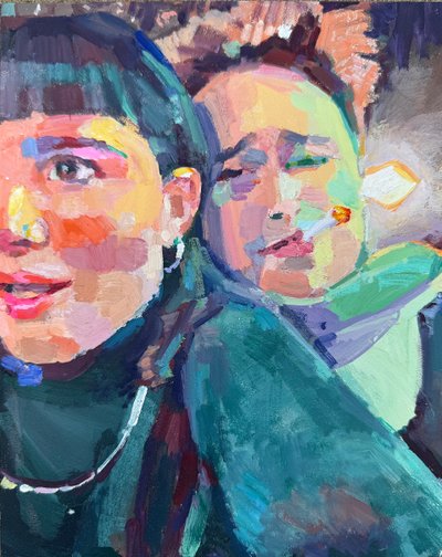 unità estatica, 2025, olio su tavola da Barbara Hoogeweegen