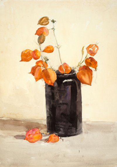 Fiori in vaso nero da Barbara Leigh Smith Bodichon