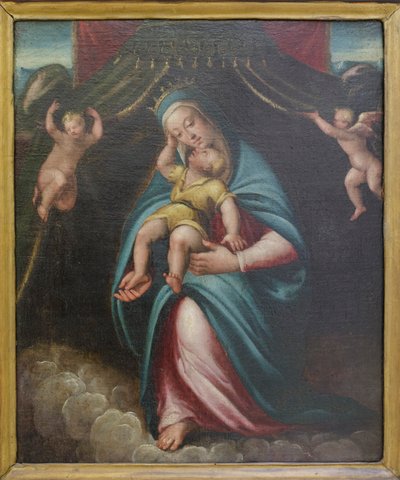 Madonna col Bambino sotto un baldacchino tenuto da due angeli da Barbara Longhi