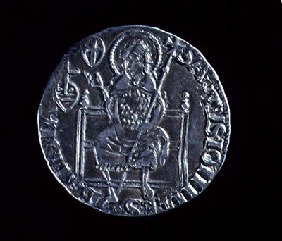 Rovescio di un grande guelfo raffigurante San Giovanni Battista, coniato nel 1376 da Barduccio di Chierichino