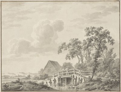 Paesaggio al margine di una duna con un pescatore da Barend Cornelis Koekkoek