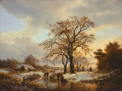 Pattinatori su un canale da Barend Cornelis Koekkoek