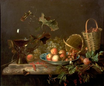Pezzo di frutta con bicchiere di vino, 1692 da Barend or Bernardus van der Meer