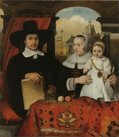 Willem van der Helm (c 1625-75), Architetto municipale di Leida, con sua moglie Belytgen Cornelisdr van der Schelt (m. 1661) e il loro figlio Leendert (1622-64) da Barent Fabritius