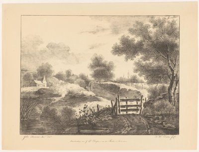 Paesaggio con case, ruscello e sentiero da Barentie Willem Dietz