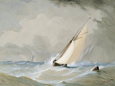 Miranda che lavora dalla nave faro Weilingen con vento forte - Ostenda 1880 da Barlow Moore