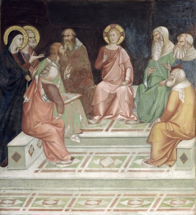 Gesù con i dottori, da una serie di Scene del Nuovo Testamento da Barna da Siena