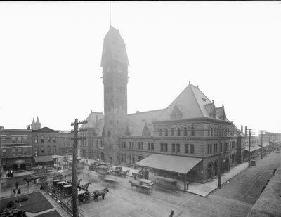 Stazione di Dearborn, Chicago, Illinois, USA, c.1883 da Barnes and Crosby