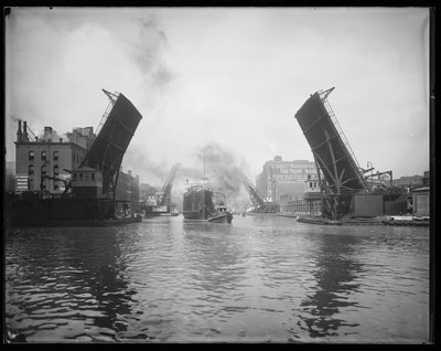 Nave passeggeri Pere Marquette trainata sul fiume Chicago, Chicago, Illinois, USA, c.1905 da Barnes and Crosby