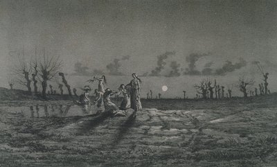 Le lavandaie o le lavandaie notturne, illustrazione per Leggende Rustiche di George Sand (1804-76) 1858 da Maurice Sand
