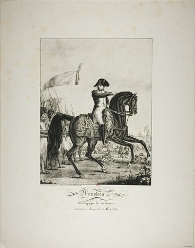 Napoleone accompagnato dai suoi uomini fidati, ritorno in Francia il 1 marzo 1815 da Baron François Pascal Simon Gérard
