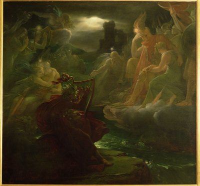 Ossian evoca gli spiriti sulle rive del fiume Lora con il suono della sua arpa, 1801 da Baron François Pascal Simon Gérard