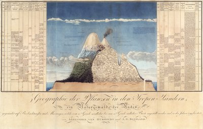 Geografia delle piante nei paesi tropicali, uno studio delle Ande, disegnato da Schoenberger e Turpin, stampato da Langlois, Parigi da Baron Friedrich Alexander von Humboldt