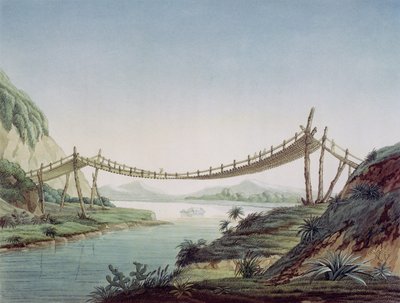 Ponte di corda vicino a Penipe, attraversando il fiume Chambo, Messico, 1810 da Baron Friedrich Alexander von Humboldt