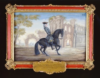 No. 52 Le Bienvenu, un cavallo baio scuro della Scuola di Equitazione Spagnola eseguendo un movimento di dressage da Baron Reis Eisenberg