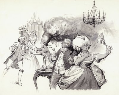 Parrucche accese (gouache su carta) da Barrie Linklater