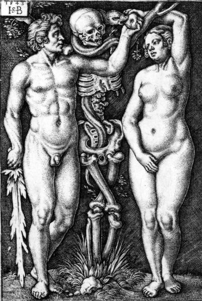 Adamo ed Eva, inciso da Hans Sebald Beham, 1543 da Barthel Beham