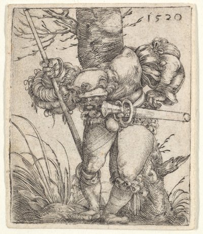 Soldato piegato appoggiato a un albero da Barthel Beham