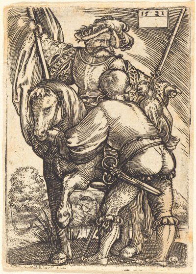 Portabandiera a cavallo e fante da Barthel Beham