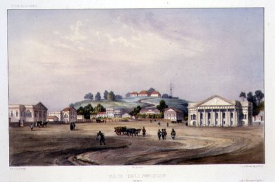 Veduta di un tempio protestante, Singapore, inciso da Alfred Leon Lemercier, c.1840 da Barthelemy (after) Lauvergne