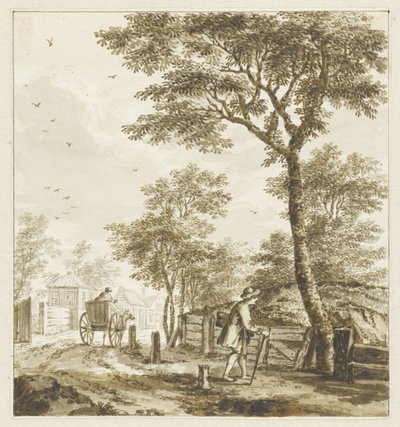 Paesaggio con figure e un cavallo e carro da Bartholomeus Barbiers