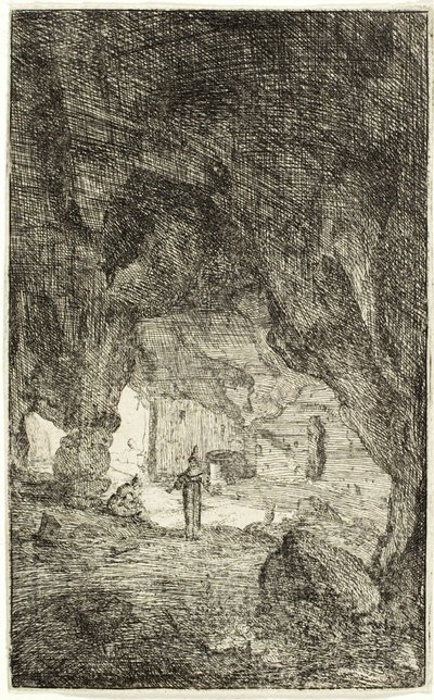 Grotta e frati, da Le Rovine di Roma da Bartholomeus Breenbergh