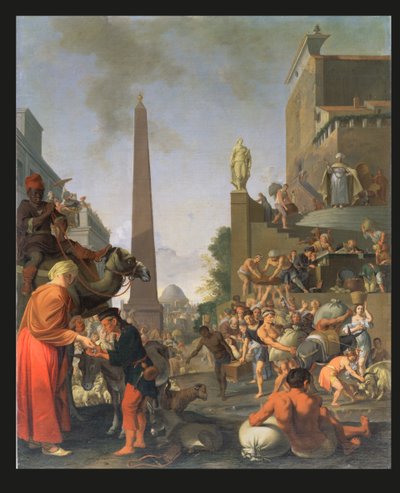 Giuseppe distribuisce il grano in Egitto, 1655 da Bartholomeus Breenbergh