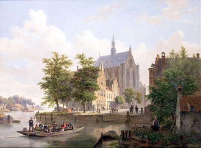 Traghetto che attraversa un canale a Haarlem da Bartholomeus Johannes van Hove