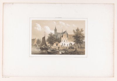 Veduta della città con fiume e chiesa da Bartholomeus Johannes van Hove