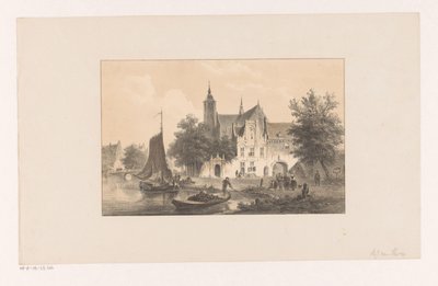 Veduta della città con fiume e chiesa da Bartholomeus Johannes van Hove