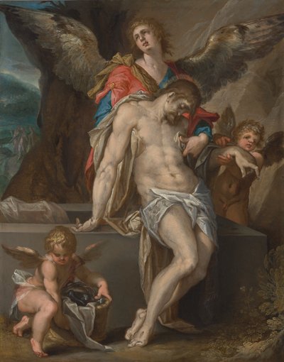 Il Corpo di Cristo sostenuto dagli angeli da Bartholomeus Spranger