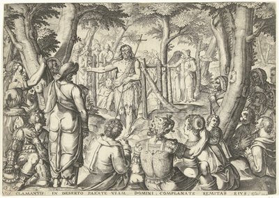 San Giovanni Battista predica a un gruppo di persone da Bartholomeus Willemsz. Dolendo