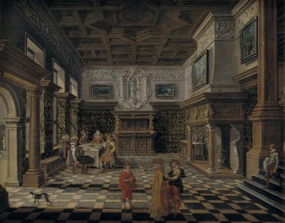 Interno rinascimentale sontuoso con un banchetto da Bartholomeus van Bassen